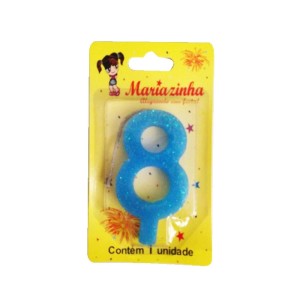 MARIAZINHA VELA SUPER BRILHO 8 AZUL C/10