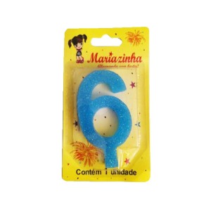 MARIAZINHA VELA SUPER BRILHO 6 AZUL C/10