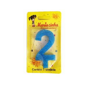 MARIAZINHA VELA SUPER BRILHO 2 AZUL C/10